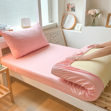 91家纺网 家纺一手货源 找家纺 （总）雅萱家纺 2024新款色织全棉水洗棉单床笠