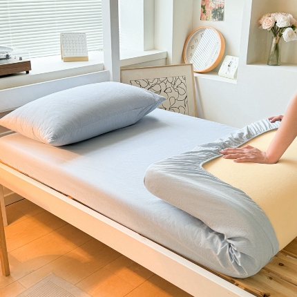 91家纺网 家纺一手货源 找家纺 （总）雅萱家纺 2024新款色织全棉水洗棉单床笠