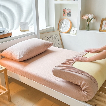 91家纺网 家纺一手货源 找家纺 （总）雅萱家纺 2024新款色织全棉水洗棉单床笠