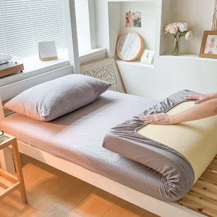 91家纺网 家纺一手货源 找家纺 （总）雅萱家纺 2024新款色织全棉水洗棉单床笠