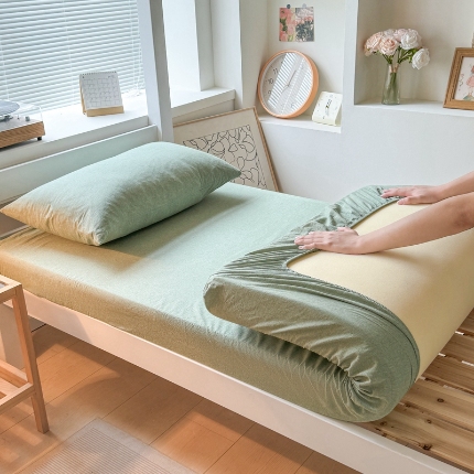 91家纺网 家纺一手货源 找家纺 （总）雅萱家纺 2024新款色织全棉水洗棉单床笠