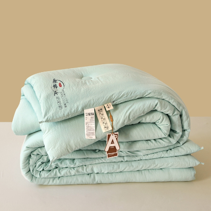 91家纺网 家纺一手货源 找家纺 易博 热卖直播供货夏被春秋被针织提花华夫格冬被被子被芯 原棉-绿