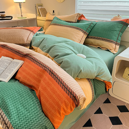 91家纺网 家纺一手货源 找家纺 格里芬家纺 2025新款加厚全棉磨毛纯棉磨毛四件套 胡旋