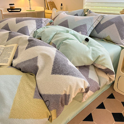 91家纺网 家纺一手货源 找家纺 格里芬家纺 2025新款加厚全棉磨毛纯棉磨毛四件套 简约时代