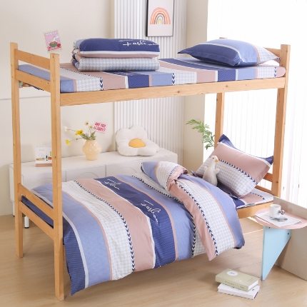 91家纺网 家纺一手货源 找家纺 （总）13372全棉学生三件套纯棉床套款宿舍套件全棉上下铺全包褥套款床笠