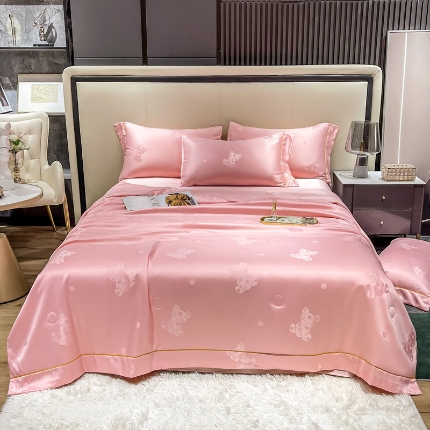 91家纺网 家纺一手货源 找家纺 （总）2025年 新款  60S贡缎提花水洗真丝冰丝天丝大豆夏被四件套 直播爆款