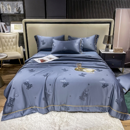 91家纺网 家纺一手货源 找家纺 （总）2025年 新款  60S贡缎提花水洗真丝冰丝天丝大豆夏被四件套 直播爆款