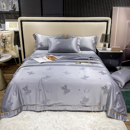 91家纺网 家纺一手货源 找家纺 （总）2025年 新款  60S贡缎提花水洗真丝冰丝天丝大豆夏被四件套 直播爆款