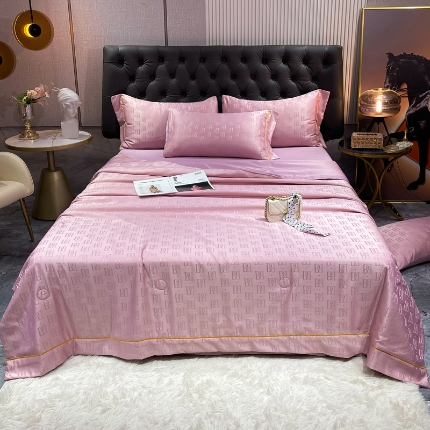 91家纺网 家纺一手货源 找家纺 （总）2025年 新款  60S贡缎提花水洗真丝冰丝天丝大豆夏被四件套 直播爆款