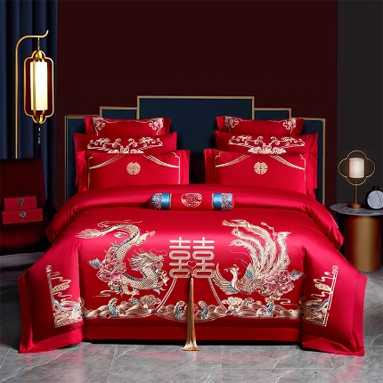 91家纺网 家纺一手货源 找家纺 博之洋婚庆 2025新款婚庆刺绣四件套 天长地久