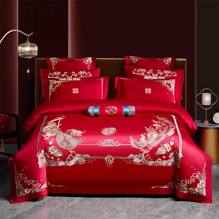 91家纺网 家纺一手货源 找家纺 博之洋婚庆 2025新款婚庆刺绣四件套 尊龙贵凤