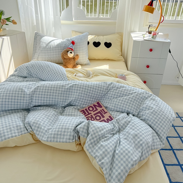 91家纺网 家纺一手货源 找家纺 （总）眠帛家居 2024新款A类奶油风小清新毛巾绣暖心系列水洗棉床上用品三件套四件套