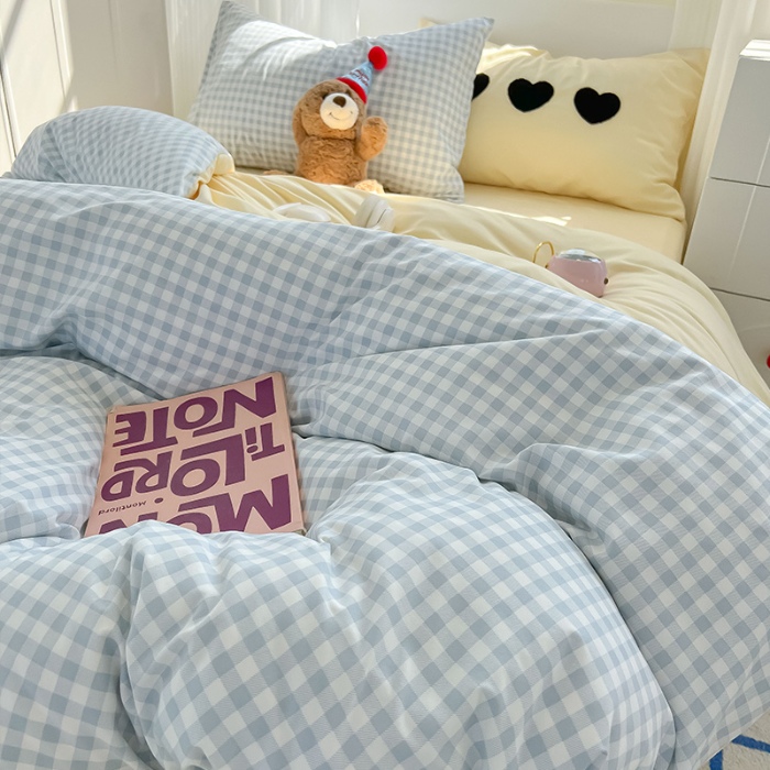 91家纺网 家纺一手货源 找家纺 （总）眠帛家居 2024新款A类奶油风小清新毛巾绣暖心系列水洗棉床上用品三件套四件套