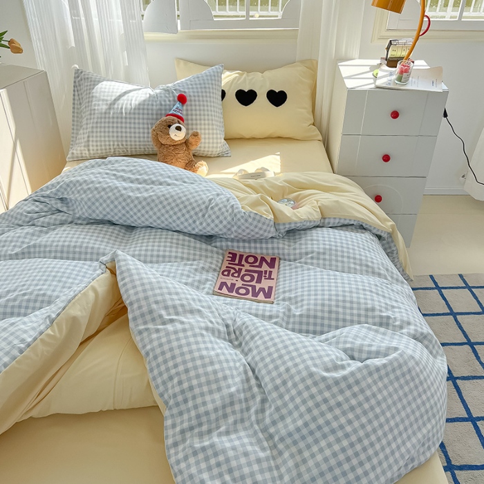 91家纺网 家纺一手货源 找家纺 （总）眠帛家居 2024新款A类奶油风小清新毛巾绣暖心系列水洗棉床上用品三件套四件套