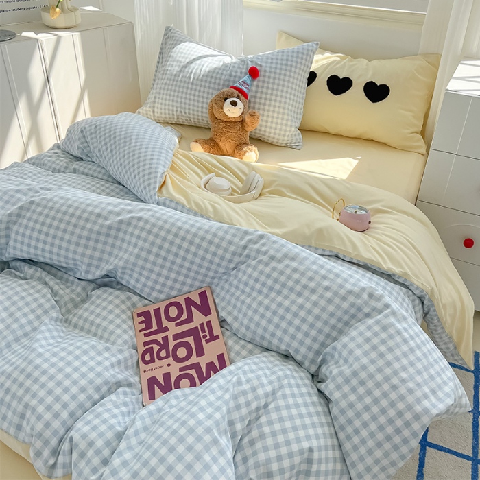 91家纺网 家纺一手货源 找家纺 （总）眠帛家居 2024新款A类奶油风小清新毛巾绣暖心系列水洗棉床上用品三件套四件套