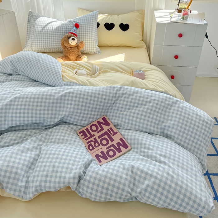 91家纺网 家纺一手货源 找家纺 （总）眠帛家居 2024新款A类奶油风小清新毛巾绣暖心系列水洗棉床上用品三件套四件套