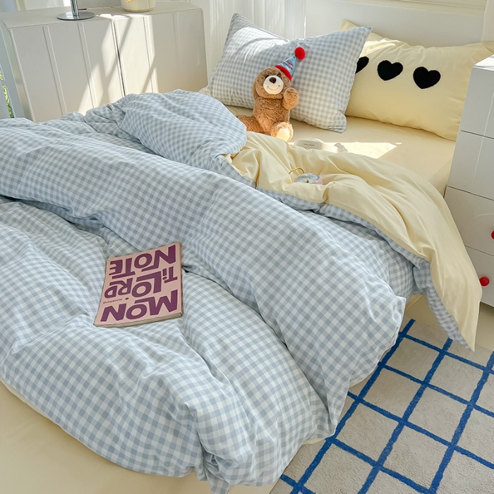 91家纺网 家纺一手货源 找家纺 （总）眠帛家居 2024新款A类奶油风小清新毛巾绣暖心系列水洗棉床上用品三件套四件套