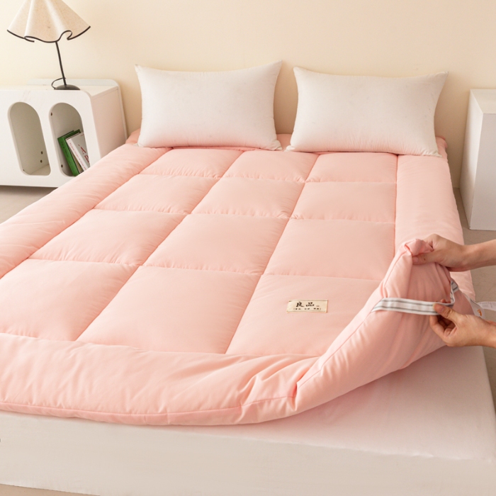 91家纺网 家纺一手货源 找家纺 宜家坊 2024可折叠A类大豆床垫床褥学生床大床单人双人水洗磨毛加厚软床褥垫子 粉色年华