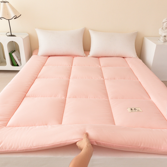 91家纺网 家纺一手货源 找家纺 宜家坊 2024可折叠A类大豆床垫床褥学生床大床单人双人水洗磨毛加厚软床褥垫子 粉色年华