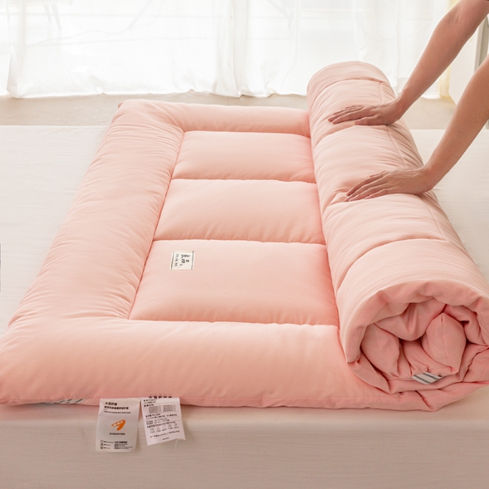 91家纺网 家纺一手货源 找家纺 宜家坊 2024可折叠A类大豆床垫床褥学生床大床单人双人水洗磨毛加厚软床褥垫子 粉色年华