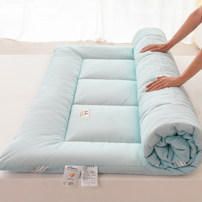 91家纺网 家纺一手货源 找家纺 宜家坊 2024可折叠A类大豆床垫床褥学生床大床单人双人水洗磨毛加厚软床褥垫子蓝翎展翅 