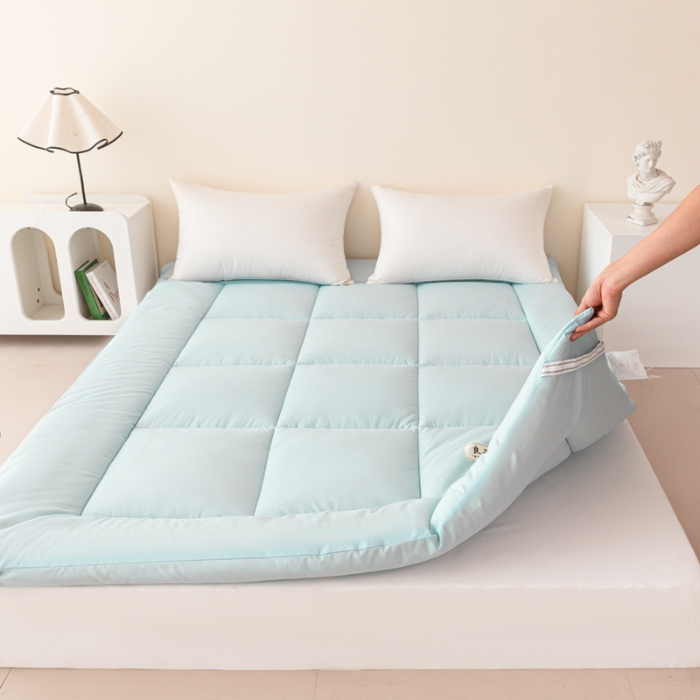 91家纺网 家纺一手货源 找家纺 宜家坊 2024可折叠A类大豆床垫床褥学生床大床单人双人水洗磨毛加厚软床褥垫子蓝翎展翅 