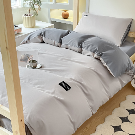 91家纺网 家纺一手货源 找家纺 （总）如约 2025新款学生季13372全棉纯色黑标三件套