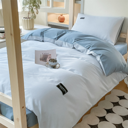 91家纺网 家纺一手货源 找家纺 （总）如约 2025新款学生季13372全棉纯色黑标三件套