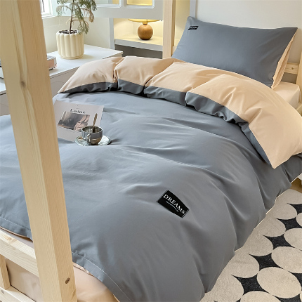 91家纺网 家纺一手货源 找家纺 （总）如约 2025新款学生季13372全棉纯色黑标三件套