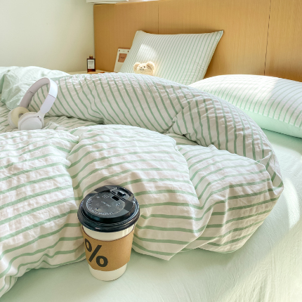 91家纺网 家纺一手货源 找家纺 （总）漫仙阁家纺 2024新款简约条纹系列四件套