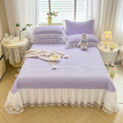 91家纺网 家纺一手货源 找家纺 （总）漫布云 2025新款A类PE速冷凉感床裙款凉席三件套冰豆豆床盖款夏被四件套