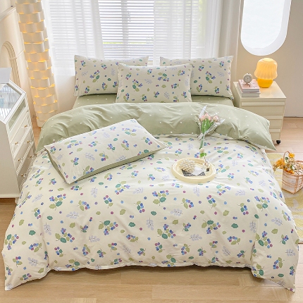 91家纺网 家纺一手货源 找家纺 宇彬家纺 2024新款13372全棉印花四件套和单被套北野花雾