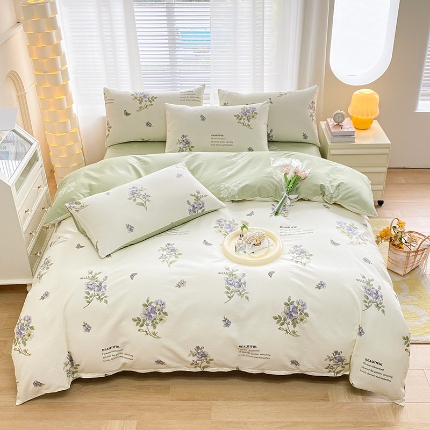 91家纺网 家纺一手货源 找家纺 宇彬家纺 2024新款13372全棉印花四件套和单被套芳华