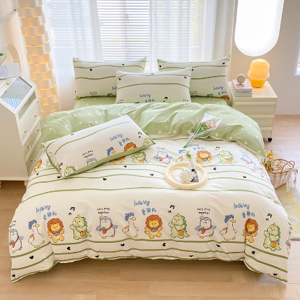 91家纺网 家纺一手货源 找家纺 宇彬家纺 2024新款13372全棉印花四件套和单被套萌宠乐园