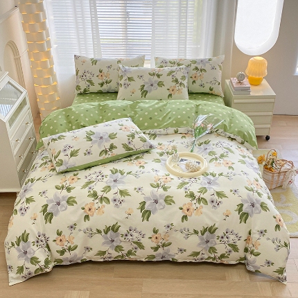 91家纺网 家纺一手货源 找家纺 宇彬家纺 2024新款13372全棉印花四件套和单被套水墨意境