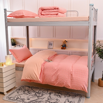 91家纺网 家纺一手货源 找家纺 （总）喜四方 2025新款全棉色织水洗棉学生三件套