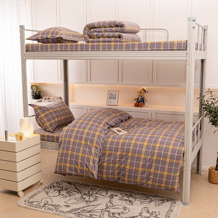 91家纺网 家纺一手货源 找家纺 （总）喜四方 2025新款全棉色织水洗棉学生三件套