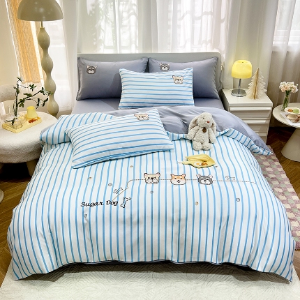 91家纺网 家纺一手货源 找家纺 （总）经年2025年 新款  学生 卡通 水洗真丝冰丝天丝刺绣 四件套   直播爆款