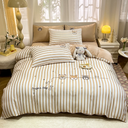 91家纺网 家纺一手货源 找家纺 （总）经年2025年 新款  学生 卡通 水洗真丝冰丝天丝刺绣 四件套   直播爆款