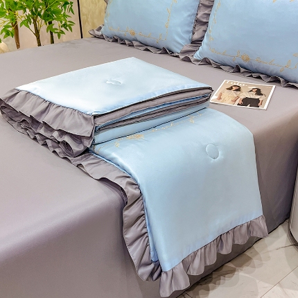 91家纺网 家纺一手货源 找家纺 （总）经年2025年 新款  水洗真丝冰丝天丝刺绣 韩版夏被四件套 直播爆款