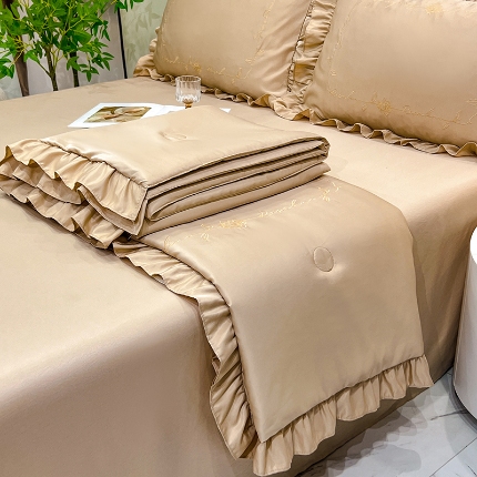 91家纺网 家纺一手货源 找家纺 （总）经年2025年 新款  水洗真丝冰丝天丝刺绣 韩版夏被四件套 直播爆款