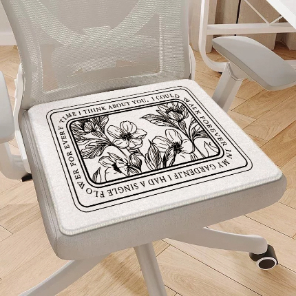 91家纺网 家纺一手货源 找家纺 芙宁娜 2024新款仿羊绒坐垫椅垫毛绒办公室久坐屁股垫防滑四季通用可爱坐垫 线条花