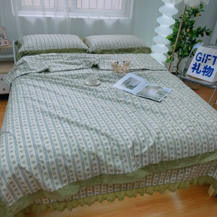 91家纺网 家纺一手货源 找家纺 （总）2024暖居新款包边款春秋被夏被空调被砂洗棉花床盖四件套纯棉床盖三件套四季