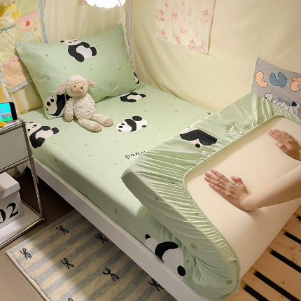 91家纺网 家纺一手货源 找家纺 寻米 2024新款全棉学生宿舍床笠单件 爱你熊