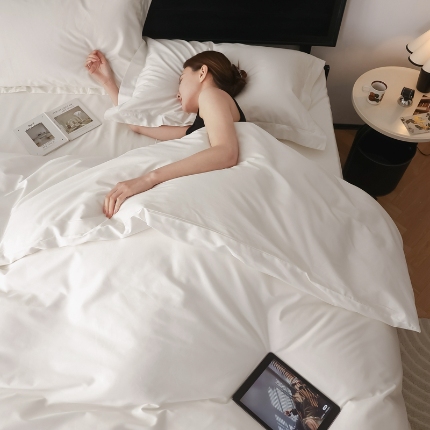 蕊姿 2024超柔水洗50s双股新疆长绒棉纯色单被套 纯色 素白