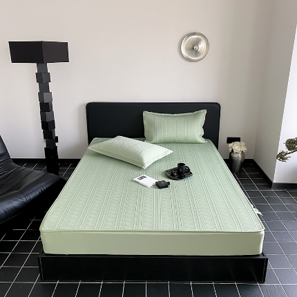 91家纺网 家纺一手货源 找家纺 （总）可恩欣 2025爆款A类抗菌轻奢凉感PE提花软席凉席床笠款条席款