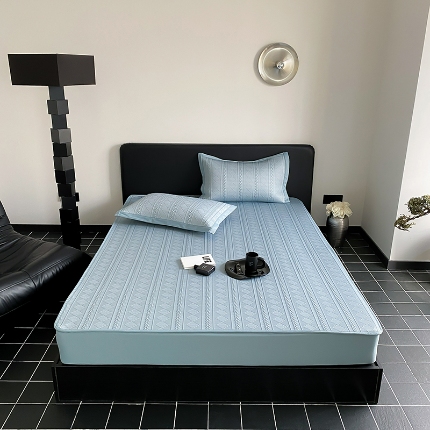 91家纺网 家纺一手货源 找家纺 （总）可恩欣 2025爆款A类抗菌轻奢凉感PE提花软席凉席床笠款条席款