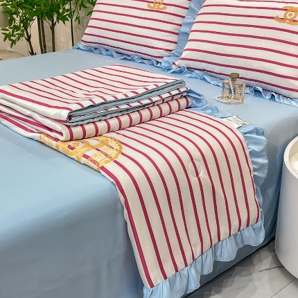 91家纺网 家纺一手货源 找家纺 （总）经年2025年 新款 水洗真丝冰丝天丝韩版刺绣夏被四件套  直播爆款