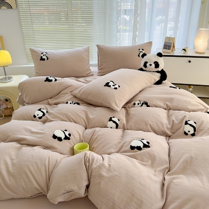 91家纺网 家纺一手货源 找家纺 （总）寐时代 2024新款A类水洗亲肤立体毛巾绣四件套四季通用款