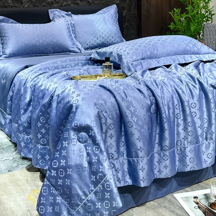 91家纺网 家纺一手货源 找家纺 （总）经年2025年 新款 水洗真丝冰丝天丝贡缎提花单夏被四件套    直播爆款